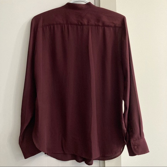 👚Lauren by Ralph Lauren maroon/oxblood ruffled button down long sleeve blouse👚 - Picture 5 of 5